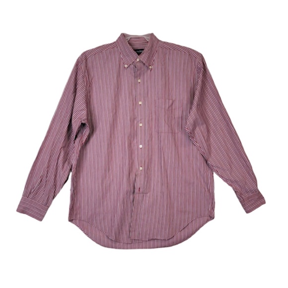 Austin Reed London Men Cotton Long Sleeve Dress Shirt Stripe Size Large Red - Picture 4 of 13